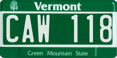 VT license plate CAW118