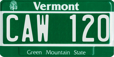 VT license plate CAW120