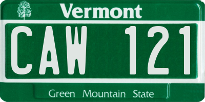 VT license plate CAW121