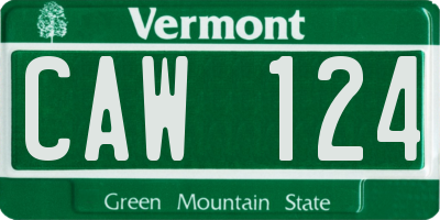 VT license plate CAW124