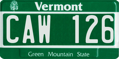 VT license plate CAW126