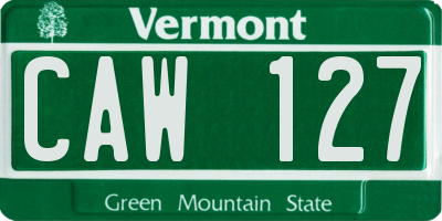VT license plate CAW127