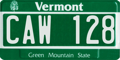 VT license plate CAW128