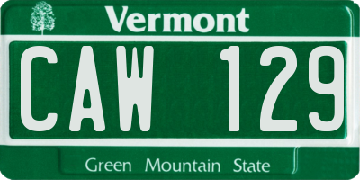 VT license plate CAW129