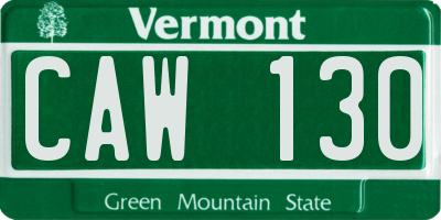VT license plate CAW130