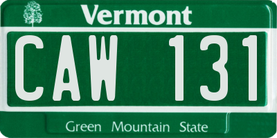 VT license plate CAW131