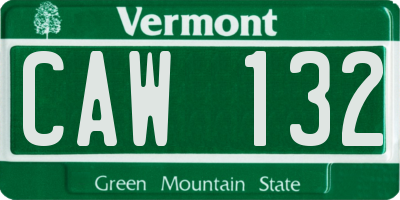 VT license plate CAW132