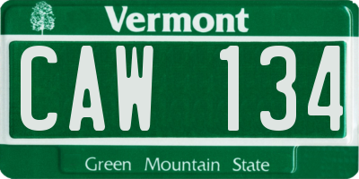 VT license plate CAW134