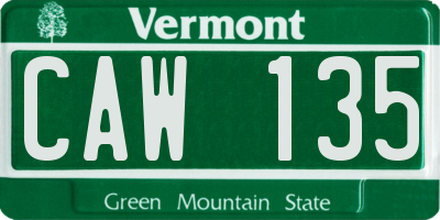 VT license plate CAW135