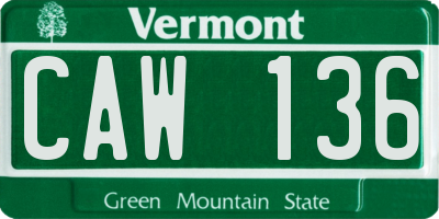 VT license plate CAW136