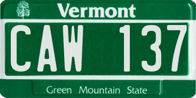 VT license plate CAW137