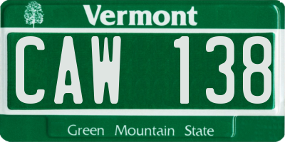 VT license plate CAW138