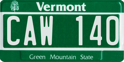 VT license plate CAW140
