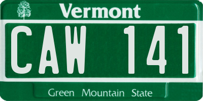 VT license plate CAW141