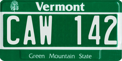 VT license plate CAW142