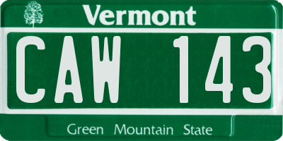 VT license plate CAW143