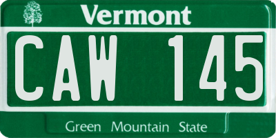 VT license plate CAW145