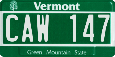 VT license plate CAW147