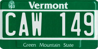 VT license plate CAW149