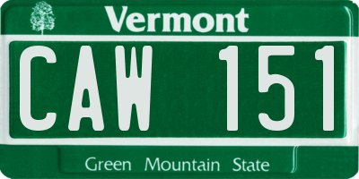 VT license plate CAW151