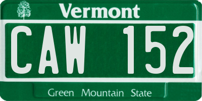 VT license plate CAW152