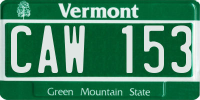 VT license plate CAW153