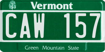VT license plate CAW157