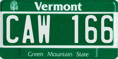 VT license plate CAW166
