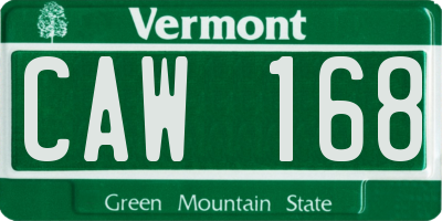 VT license plate CAW168