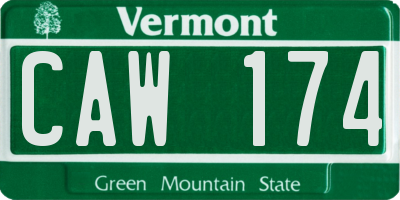 VT license plate CAW174