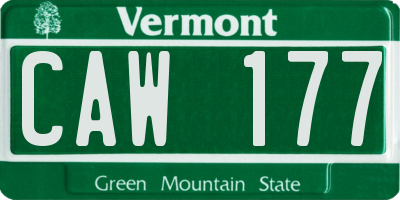 VT license plate CAW177