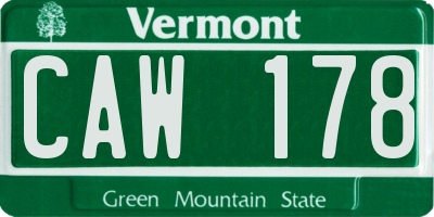 VT license plate CAW178