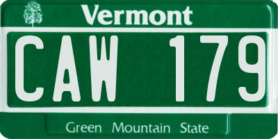 VT license plate CAW179