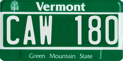VT license plate CAW180