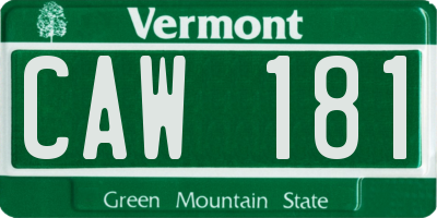 VT license plate CAW181