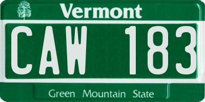 VT license plate CAW183