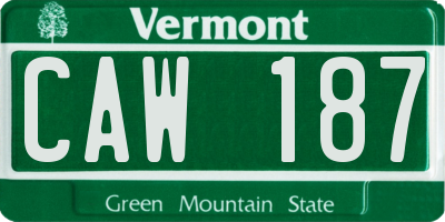 VT license plate CAW187