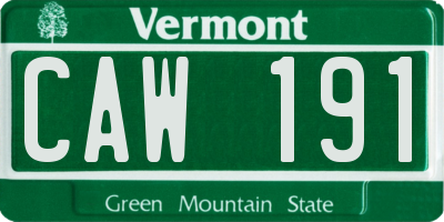 VT license plate CAW191
