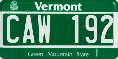 VT license plate CAW192