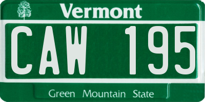 VT license plate CAW195