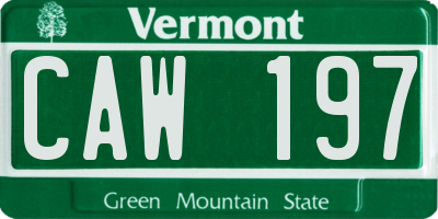 VT license plate CAW197