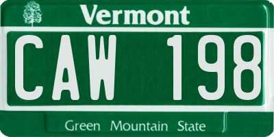 VT license plate CAW198