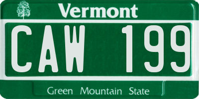 VT license plate CAW199