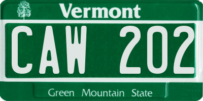VT license plate CAW202