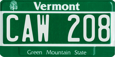 VT license plate CAW208