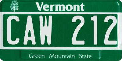 VT license plate CAW212