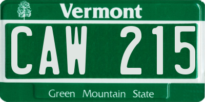 VT license plate CAW215