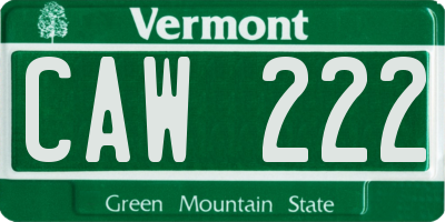 VT license plate CAW222