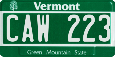 VT license plate CAW223