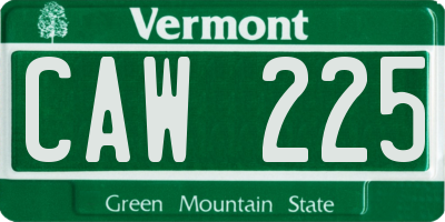 VT license plate CAW225